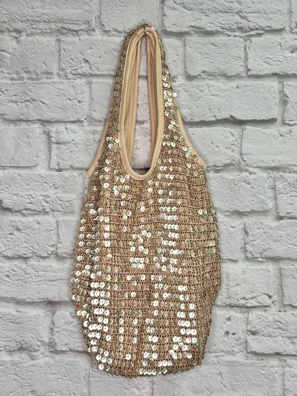 Bisou Bisou All That Glitters Slouchy Hobo Bag Sequin Crochet Vintage Y2K NWT